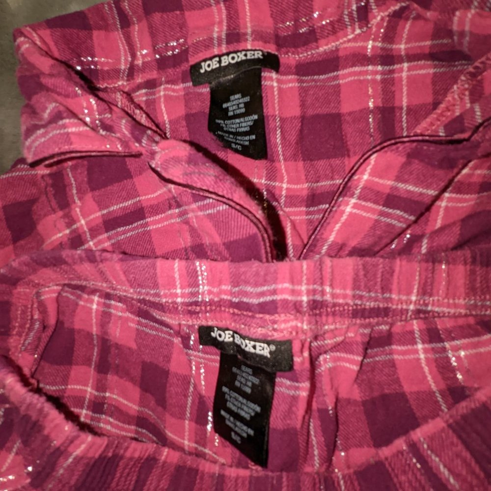 Ladies Pink Plaid Joe Boxer Pajamas Size Small